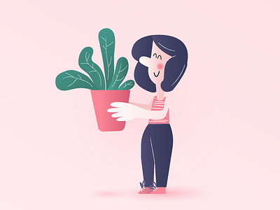 Plant lover illustration people pink plant
