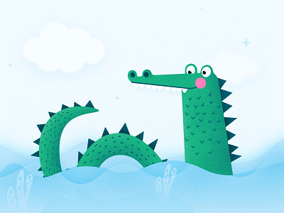 Crocodile illustration blue book children crocodile green illustration kids