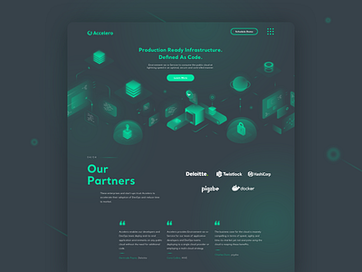 Accelero - web cloud dark dark theme devops green illustration isometric space ui ux