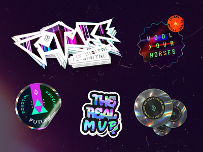 Sticker pack for Zed AR app augmented reality blockchain cryptocurrency cyberpunk gamedev holographic neon scifi sticker stickerpack video game