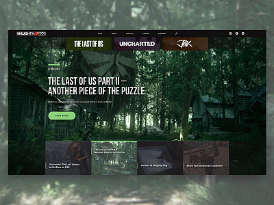 Naughty Dog: Website Redesign Concept for Game Dev company 3d action 3d game action action game apocalypse gamedev landing page military naughty dog playstation ps4 survival the last of us uncharted video game video games videogame website design zombie