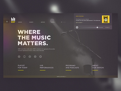 Concept website for KEXP blog broadcast kexp live music musician performance playlist podcast radio rock stream ui ux video video streaming