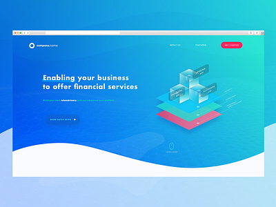 Landing Page for Fintech Startup api bank banking banking app bitcoin block chain blockchain business cryptocurrency currency finance finance app finances financial investing investment money