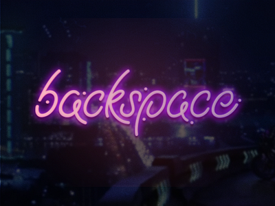 Backspace lettering calligraphy club custom lettering cyberpunk dystopia futuristic glow lettering logo music neon purple rave sci fi scifi space synth synthwave techno typography