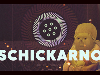 Logo, Poster and Album Cover for Rock Band: Schickarno album album cover calm cd cover gig gig poster glitch indie logo music poster psychedelic raggae rock trippy vibes vinyl record