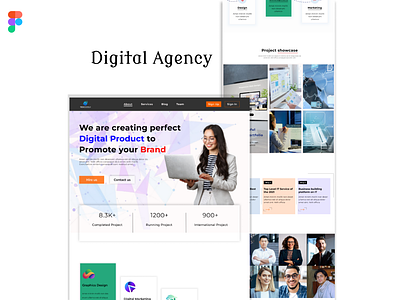 Digital Agency Website UI branding digital agency website interactive design one page website ui uiux ux
