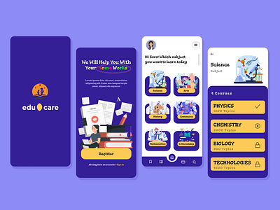 E-Learning ( Edu Care ) app design branding e learning education mobile app ui user interface