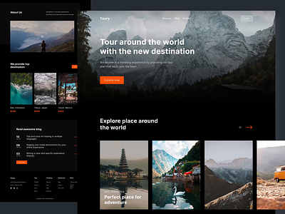 Travel Landing Page animation clean dark mode destination holiday home page landing page tour travel traveling ui ui design web design website