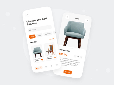 Furniture App app chair chair app clean ui design ecommerce furniture furniture app furniture design minimal mobile online shop ui ui design