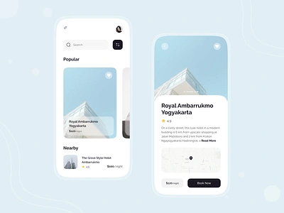Hotel Booking App accommodation app booking clean ui design hotel hotel booking minimalist mobile reservation room travel ui ux