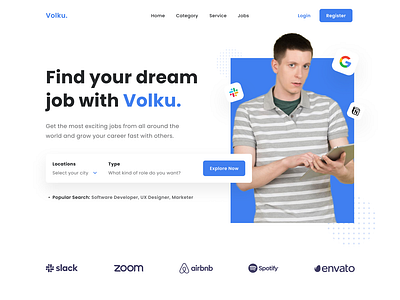 Volku - Job Finder Landing Page by Soni for TwFoo on Dribbble