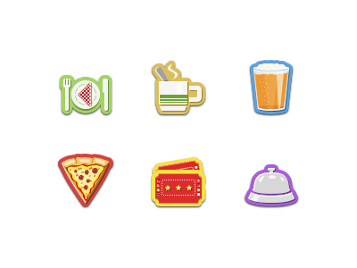 Category Icons 64px alarm alcohol beer bell category icons coffee cutlery drink food fork icon icons iphone iphone 4 jelly labs knife napkin pin pinky von pout pizza plate retina retina display spoon steam tickets