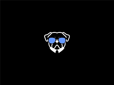Bulldog dog glass icon serious style