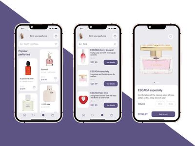 Mobile app design concept - perfume shop