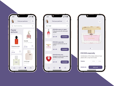 Mobile app design concept - perfume shop