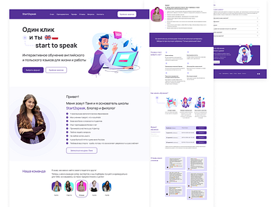 Website design for online English language school english school website landing page language school landing page language school website online courses online school school landing website сайт онлайн курсов сайт школы