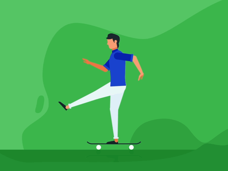 Skate animation character design gif graphic green illustration loop motion simple skate skateboard