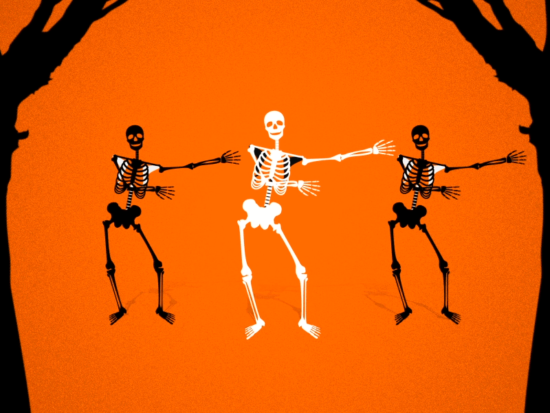 Spooky 👻🕺💀 2d animation character dance dance floss flosss halloween illustration mixedparts orange scared skeleton spooky walk