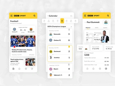 BBC Sport Concept app design minimal ui ux web