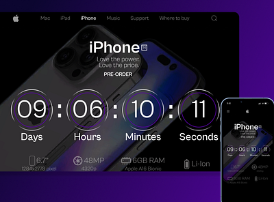 iPhone 14 Countdown page landing page typography ui userinterface