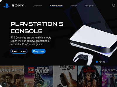 Sony PS5 landing page design landing page typography ui