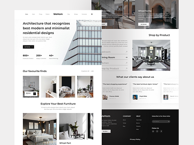 WeHom - Architecture Landing Page Website architecture design furniture home home page interior interior architecture interior design landing page room ui ux web web design website website design