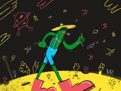 A farmer in a pickle art character characterdesign design drawing freehand handdrawn illustration illustrator procreate
