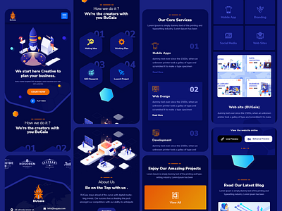 Responsive website Bugaia blue bugaia company corporate design home hosting mobile orange responsive site template ui ux web xd
