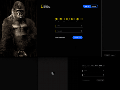 This is a site National Geographic. Login&Register dark design photoshop site ui ux web