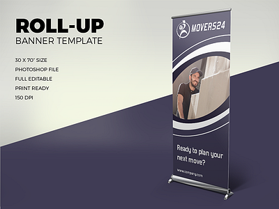 Movers Roll Up Banner print psd rollupbanner template