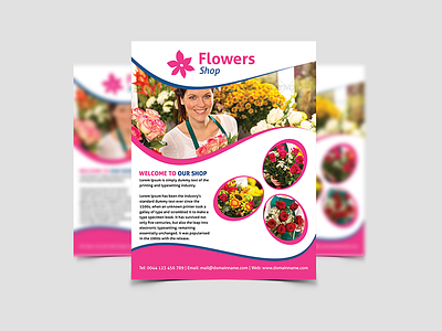 Flowers Shop Flyer cmyk flower flyer pink print shop unik