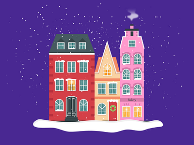 scandinavian houses graphic design winter