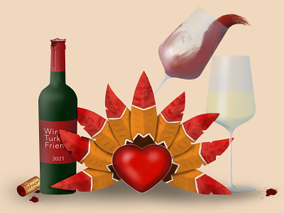 Friendsgiving Collectable digital friends friendsgiving holiday illustration turkey wine