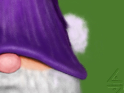Purple Hatted Gnome digital fantasy gnome illustration scandinavian spray paint