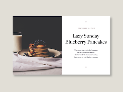 Blueberry Pancakes dailyui design food lifestyle minimal recipe type typography ui web