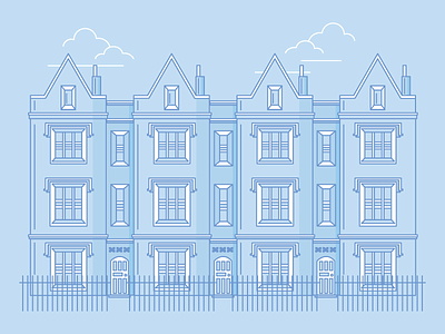 London Houses architecture blue flat graphic design house illustration london uk
