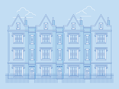 London Houses architecture blue flat graphic design house illustration london uk