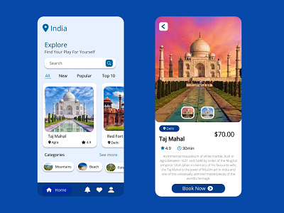 Explore India (UI) app branding design graphic design icon illustration ui ux vector