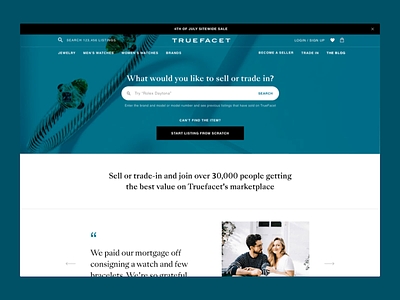 TrueFacet - Sell or Trade In Page design web