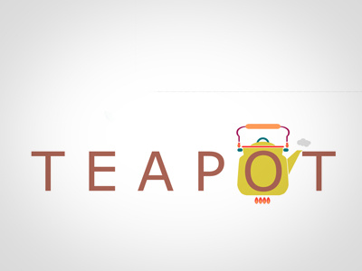 Teapot flat iconic teapot word