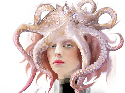Crown characters crown female girl illustration octopus octopus girl portrait