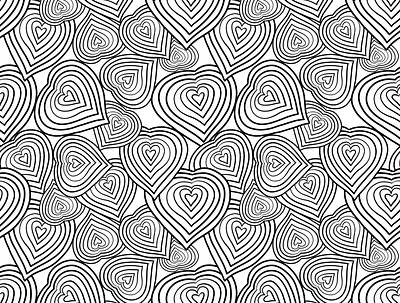Hearts Doodles black and white design digital paper doodles graphic design hand drawn graphic hearts design hearts doodles seamless pattern