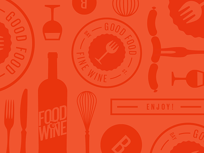 Food & Wine Pattern Play festival food fork icon illustration knife pattern wine