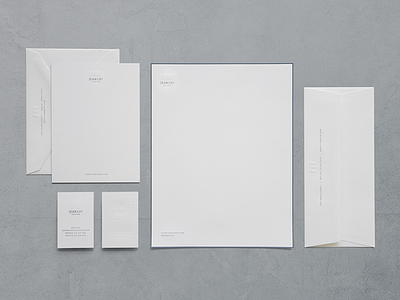 Jean Liu Design blind emboss identity letterhead paper goods stationery white