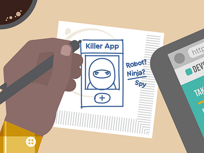 Killer App Initial Sketch animation art direction drawing flat illustration