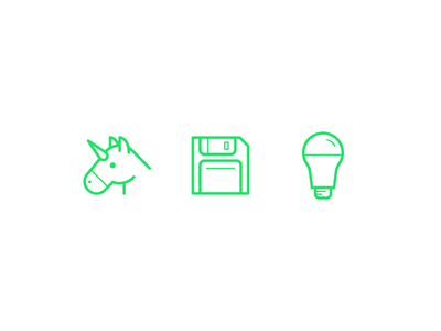 Friendly Emojis brand emojis floppy disk friendly friendly design friendly design hour friendlydc icons illustration lightbulb line art unicorn