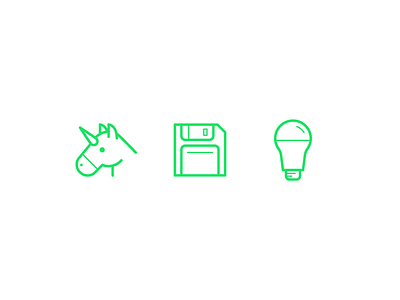 Friendly Emojis brand emojis floppy disk friendly friendly design friendly design hour friendlydc icons illustration lightbulb line art unicorn