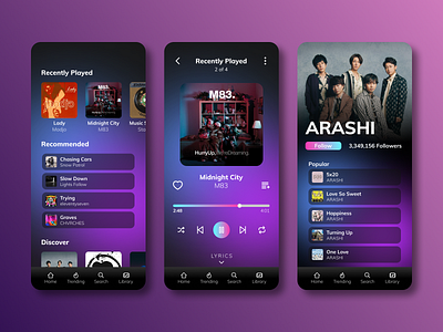 Music App arashi graphic design music music app spotify ui ui design ux design