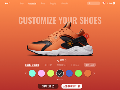 Customize Product app concept custom customize design fashion home illustration mobile nike product running shoes shop sneakers ui ux web website