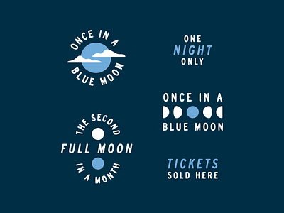 Once in a Blue Moon badge badge design blue moon brand identity branding flat design graphic design illustration logo logo design moon nasa space spacex texture type typography vintage